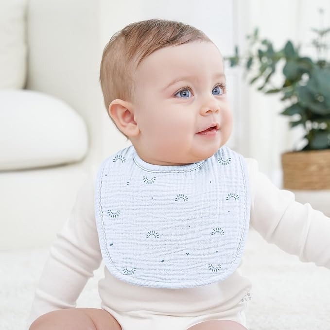 Bearmoss 100% Cotton 10 Pack Muslin Baby Bibs - Image 3