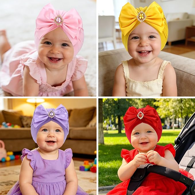 Cinaci 6 Pack Nursery Hospital Caps Bonnets Beanies Headwraps Turban Hats - Image 6