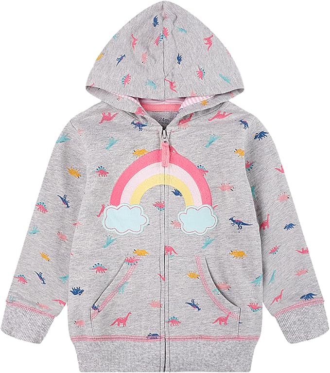 Baby Girl Zip-up Jacket Rainbow Unicorn Cotton Hoodie Sweatshirt Toddler Fall by Popshion