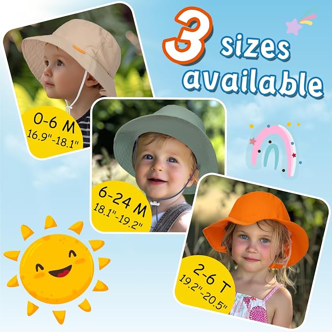 Baby Sun Hat Kids Summer Sun Protection Toddler Bucket Hat Wide Brim Adjustable - Image 4