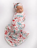 Newborn Swaddle Blanket Set, Headband and Beanie by Vollmic
