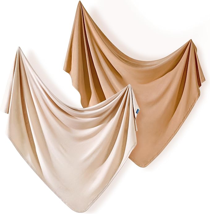 Newborn Swaddle Blanket, Ultra Soft Stretchy Jersey Knit Receiving Blankets 2 by BUYNOW