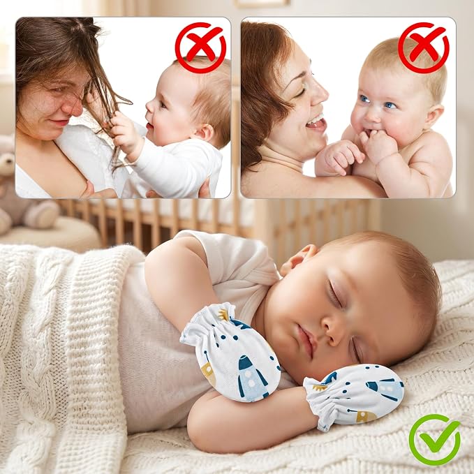 8 Pairs Newborn Baby Mittens No Scratch Gloves, Cotton Infant Baby Gloves - Image 6