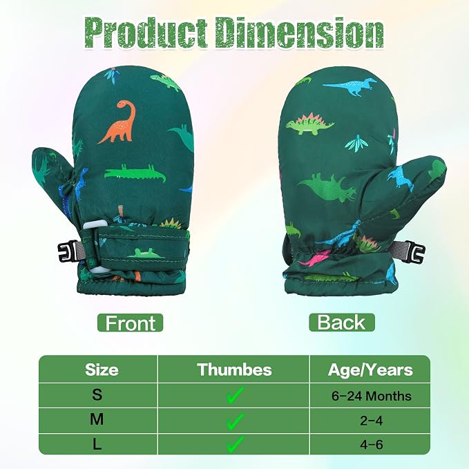 Toddler Mittens Lined Fleece Snow Gloves - Image 4