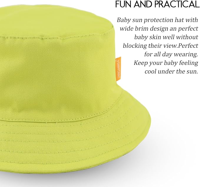 JANGANNSA Cotton Baby Sun Hat Infant Toddler Boys Girls Bucket Hats Summer Sun - Image 3