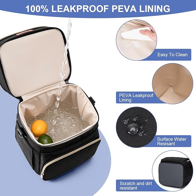 Insulated Breastmilk Cooler Bag with Ice Pack - Holds 6x9oz Bottles, Leakproof Double Layer, Bottle Cooler Bag with Adjustable Strap for Nursing Moms, Daycare & Travel