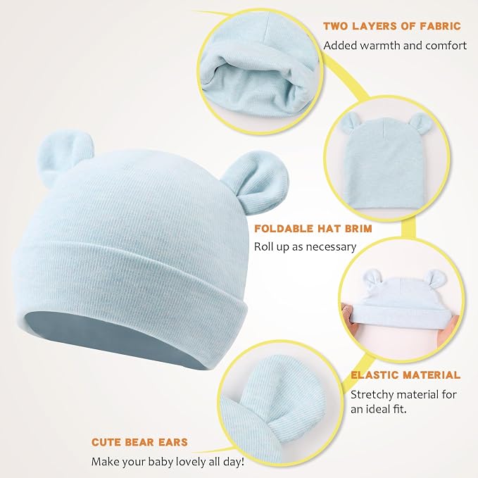 Cotton Newborn Baby Girls Hat Spring Newborn Boys Hat Cute Rabbit Infant Beanie - Image 5