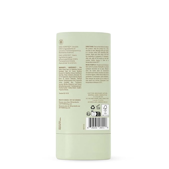 ATTITUDE Plastic-Free Pregnancy Stretch Mark Prevention Oil, EWG Verified, Dermatologically Tested, Plant and Mineral-Based, Vegan Maternity Products, Pink Argan, 3 Ounces