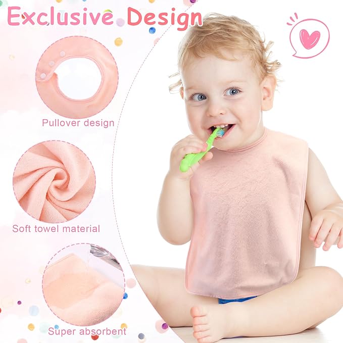 Hercicy Full Coverage Pullover Toddler Baby Bibs | Terry Cloth Bibs - Image 3