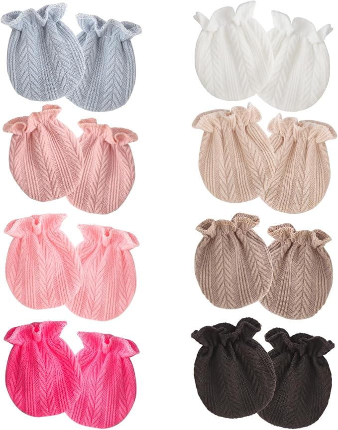 AQOKKA Newborn Baby Mittens No Scratch Cotton Elastic Wrist Gloves Infant by AQOKKA