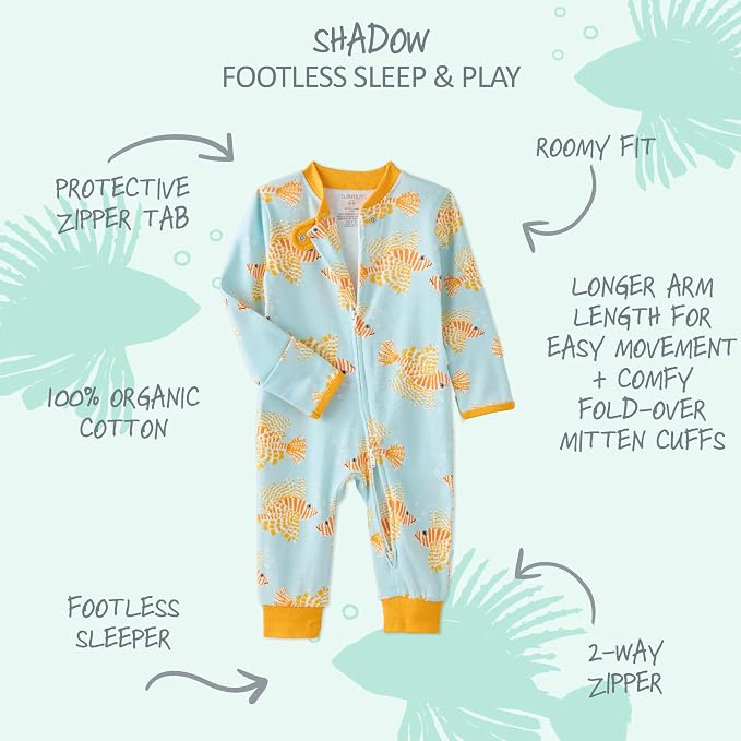 Butterblu Shadow Sleep & Play 100% Cotton Footless Two Way Zip Front PJs - Image 2