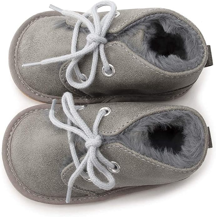 Baby Boys Girls Booties Fleece Anti-Slip Soft Sole Boots Toddler First Walker - Image 5