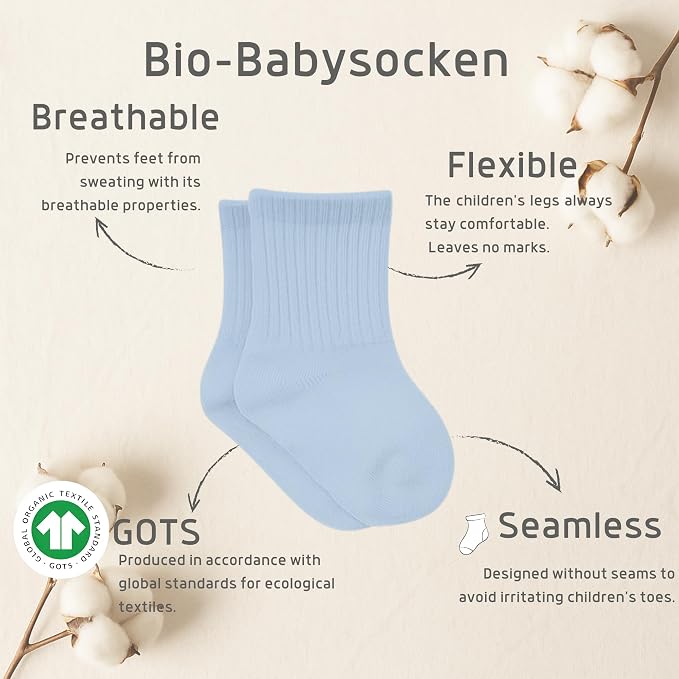 bistyle Baby Grip Ankle Socks 6 Pairs | Newborn Infant Toddlers Sock Organic - Image 3