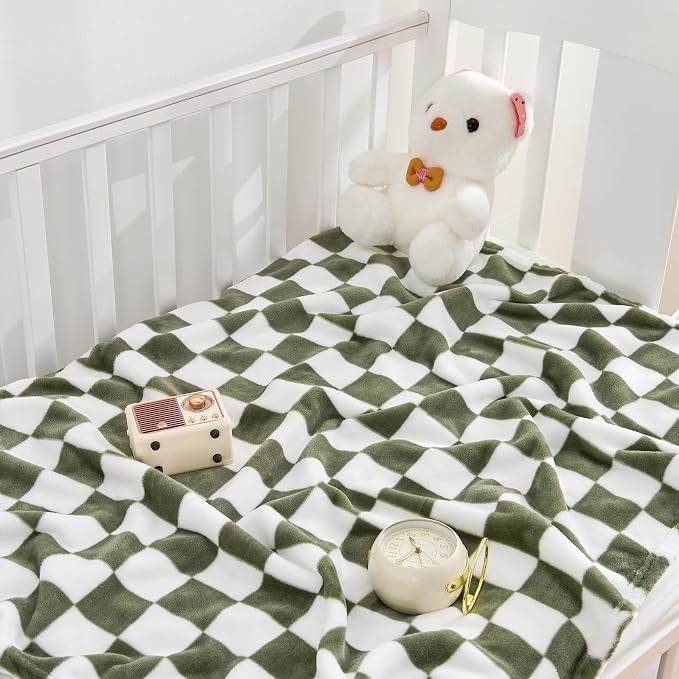 Yurhap Checkered Baby Blanket Fleece Baby Blankets - Image 2