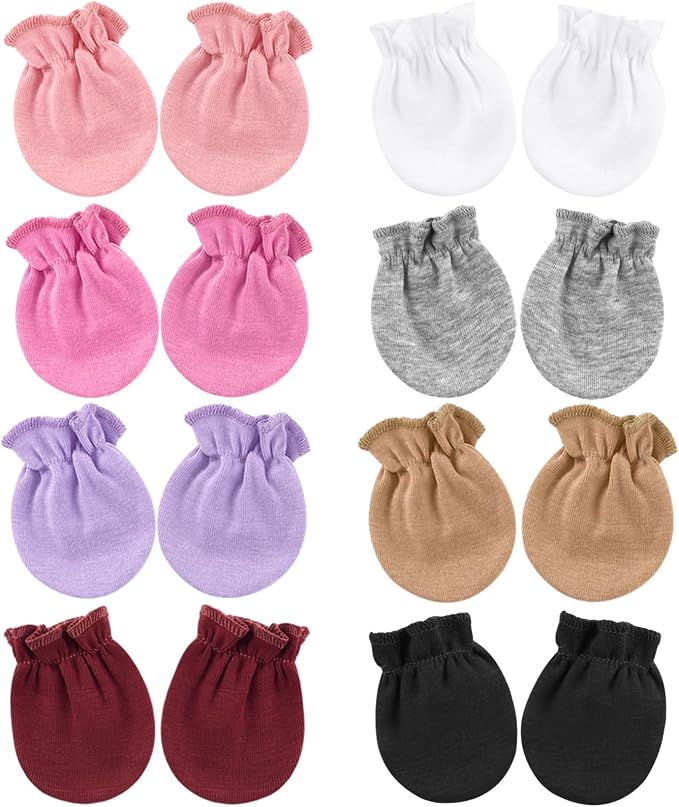 BQUBO Newborn Infant Toddler Mittens No Scratch Cotton Elastic Wrist Gloves by DRESHOW