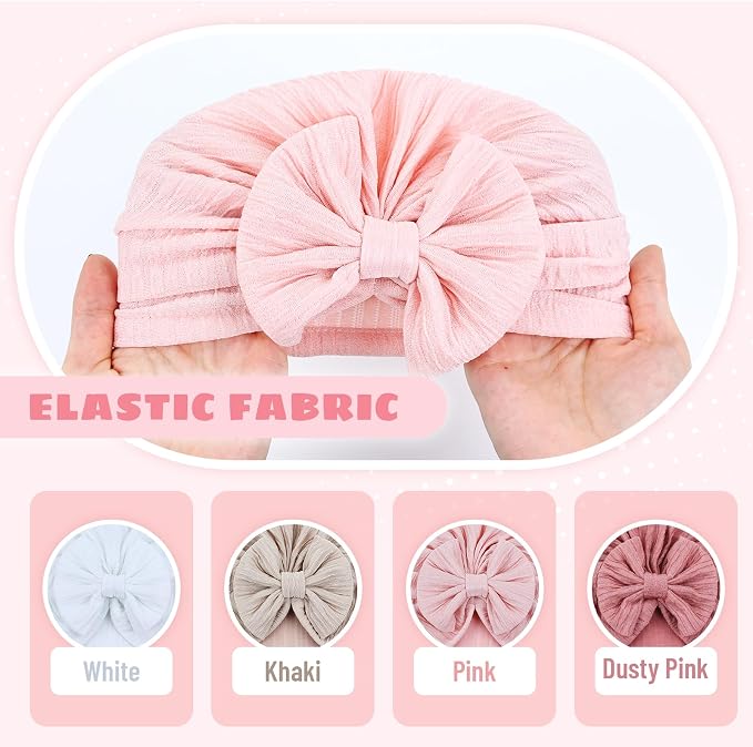 Cinaci 4 Pieces Baby Girls Turban Hats - Image 4