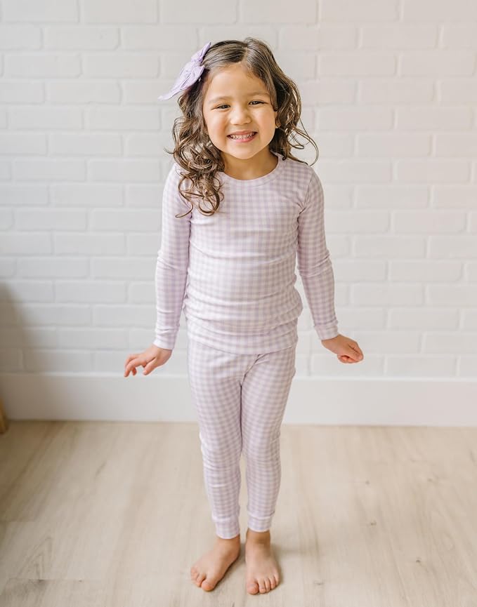 moimoln Cotton Modal Baby Toddler Pajamas Check Solid Leopard 6M-8Y - Image 5