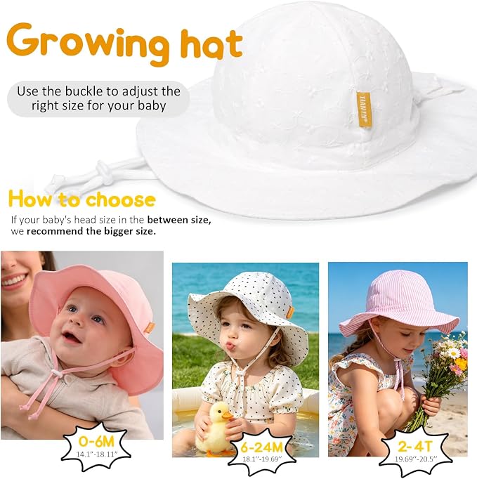 Baby Girl Sun Hat with UPF 50+ Outdoor Adjustable Toddler Beach Hat with Wide - Image 6