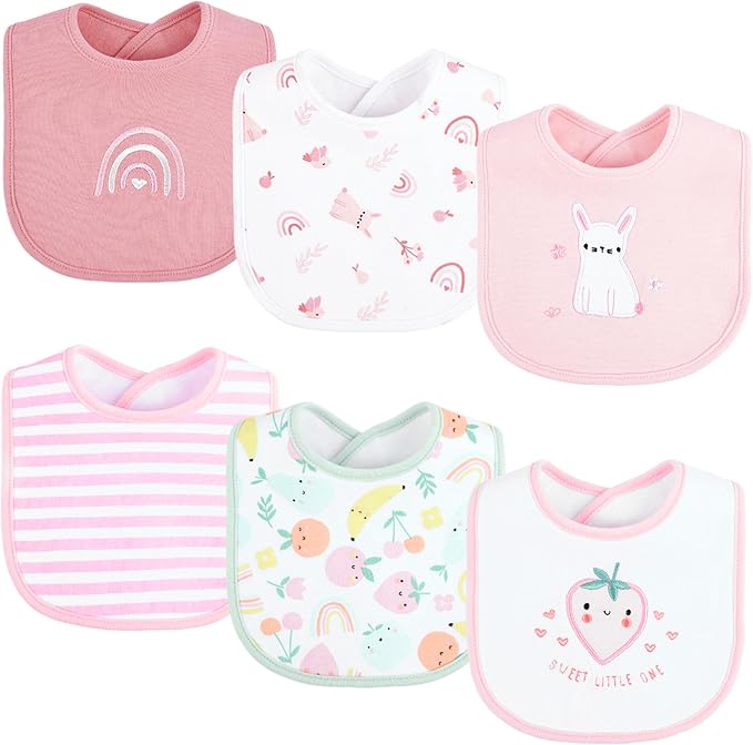 6 Pack Baby Bibs for Drooling and Teething Soft Cotton Absorbent by BebeFavour