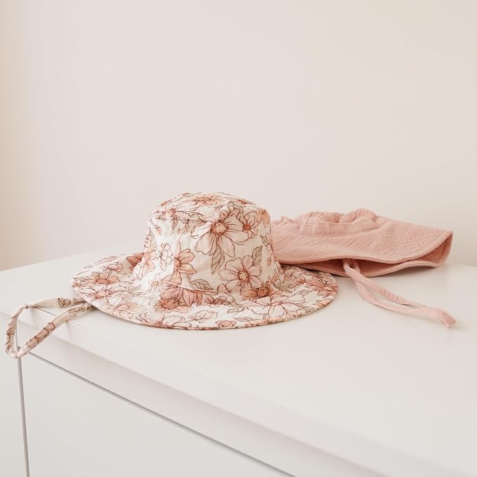Konssy 2-Pack Muslin Baby Girl Sun Hats - Image 4