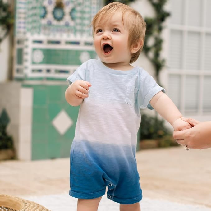 Burt's Bees Baby Baby Boys' Short Sleeve Rompers, 100% Organic Cotton One-piece - Image 4