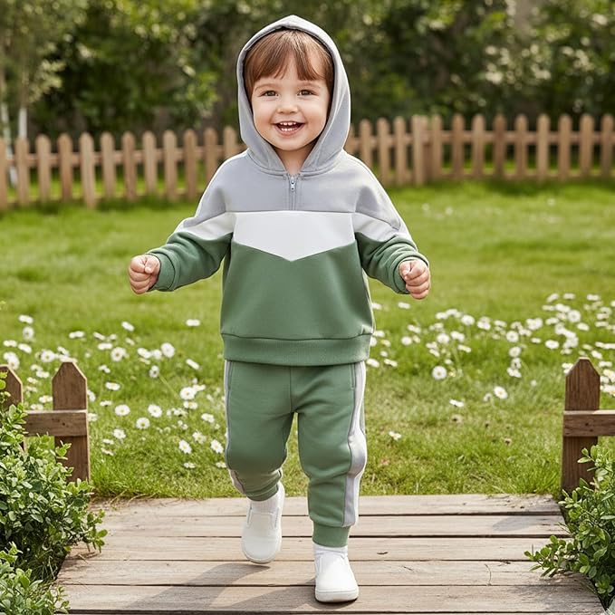 Infant Baby Boy Fall Winter Clothes Outfit Hooded Long Sweatshirt Pant Set - Image 2