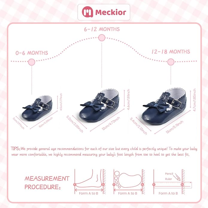 Meckior Infant Baby Girls Soft Sole Bowknot Princess Wedding Dress Mary Jane - Image 6