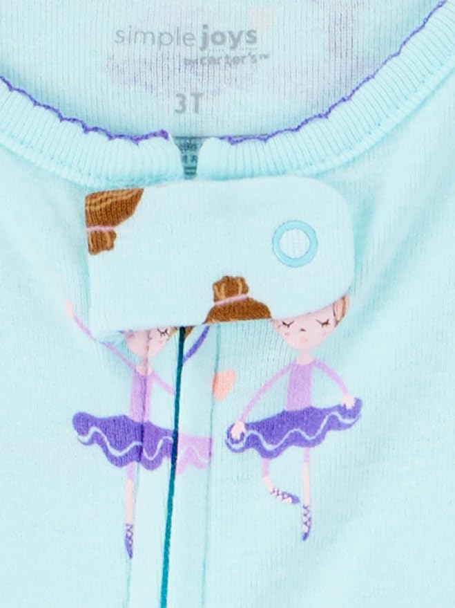 Simple Joys by Carter's Girls 3-pack Snug Fit Footed Cotton Pajamas - Image 2