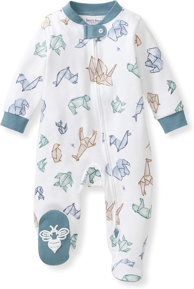 Burt's Bees Baby Boys' Organic Cotton, Sleep and Play Footed Pajamas | Easy zip by BurtsBeesBaby