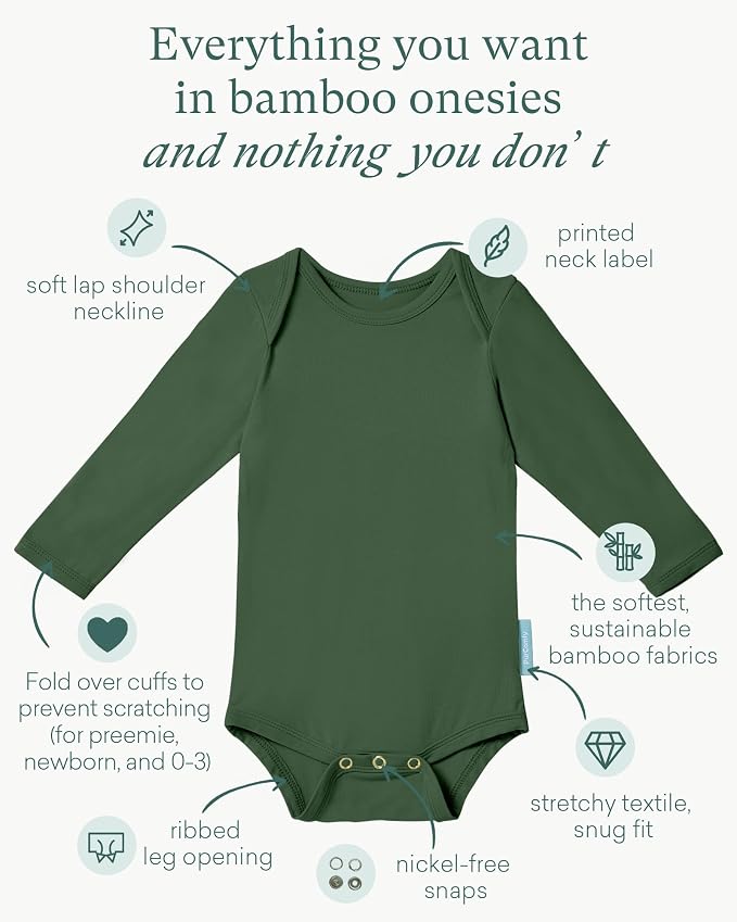 PurComfy Supersoft Bamboo Viscose Long Sleeve Baby Bodysuits, Unisex Baby | - Image 2