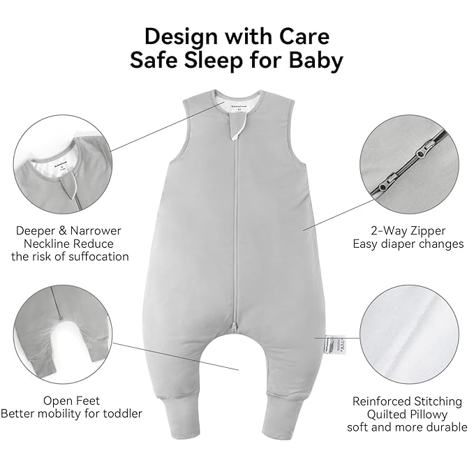 Rayon Made from Bamboo Toddler Sleep Sack with Feet 12-24 Months 1.0 Tog Ultra Soft Toddler Sleeping Sack 1t-2t Sleep Bag Walker Quilted Wearable Blanket with Legs 2-Way Zipper Lightweight