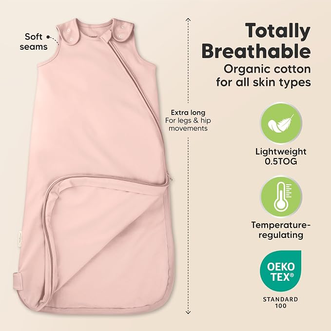 2-Pack Organic Baby Sleep Sacks, 100% Cotton 0.5TOG - Image 3