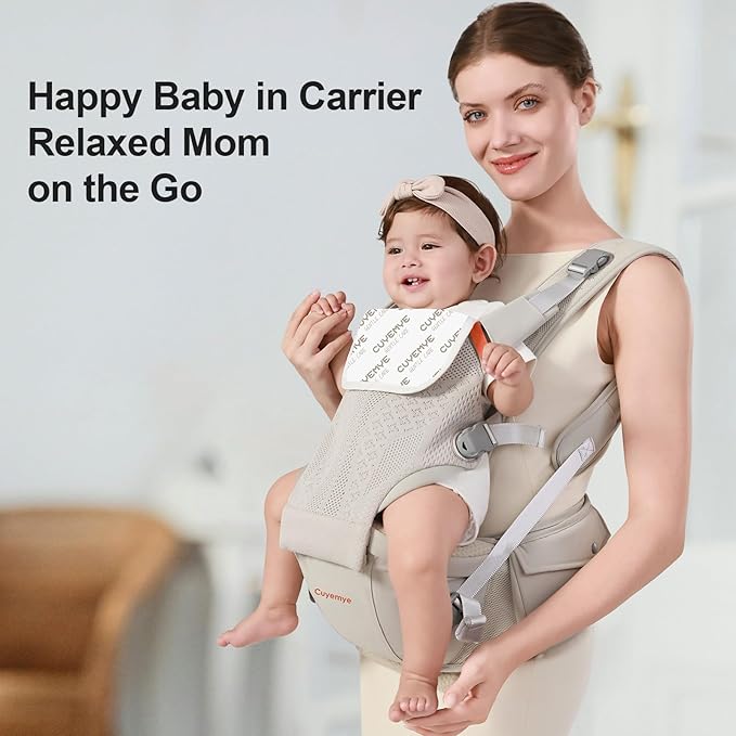 Baby Carrier with Hip Seat, 2-in-1 Forward-Facing Carry for Newborn to Toddler，Knob Design - Precision Adjustment，All Seasons Holder Infant Carriers Fits Waist Sizes up to 45 Inches (Grey)