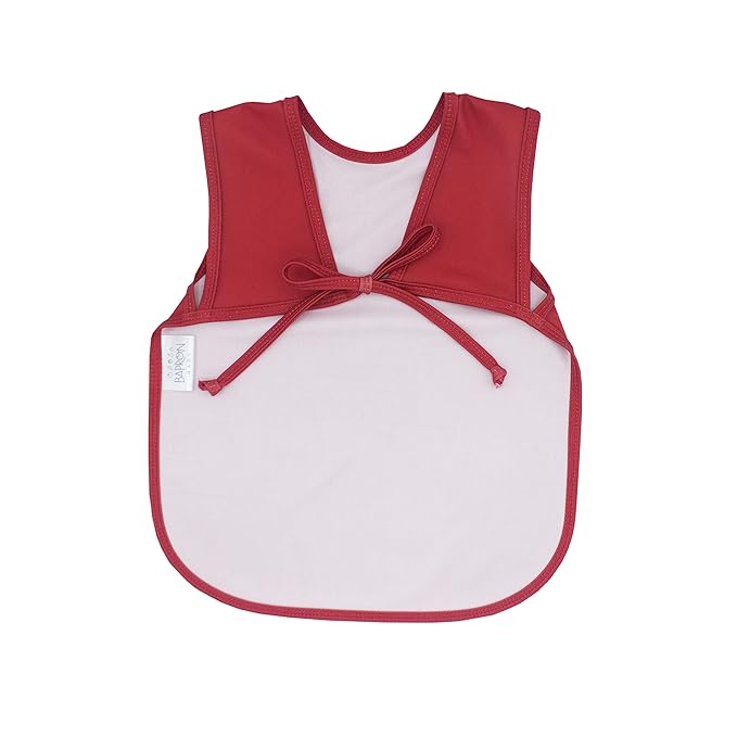 BapronBaby Minimalist Cranberry Bapron - No Neck Tie Safer Bib for Baby & Toddler - Soft Waterproof Stain Resistant - Machine Washable - Sz Preschool 3-5yrs