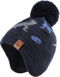 JANGANNSA Knitted Baby Hat Scarf Set Winter Warm Boys Girls Beanie Fleece Lining Toddler Kids Hats with Pompom