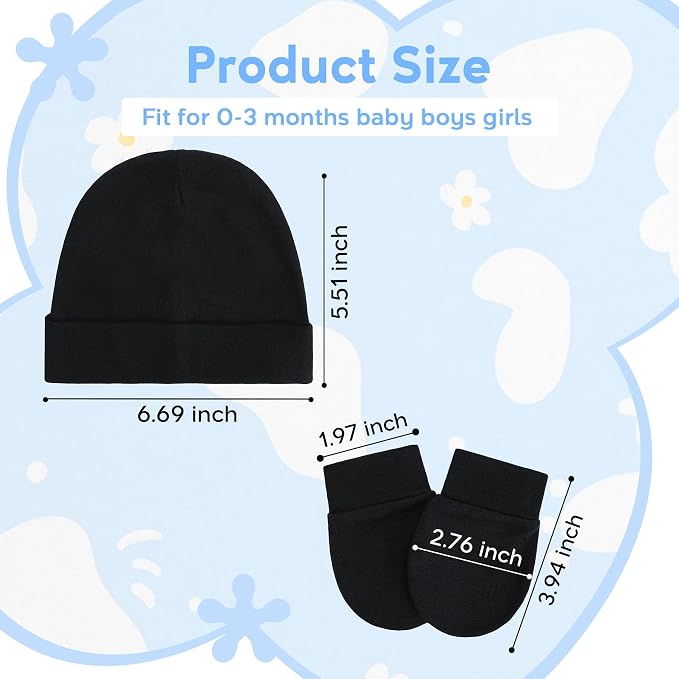 Zando Anti-Scratch Baby Hats Mittens Warm Newborn Infant Boys Girls 0-6M | - Image 5