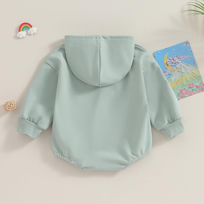 Thorn Tree Newborn Baby Boys Hooded Sweatshirt Long Sleeve Solid Romper Infant - Image 3