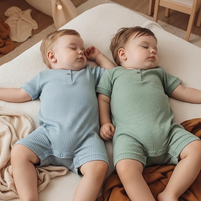 Bafeicao Baby Boy Girl 2/3 Pack Solid Romper Ribbed Short/Long Sleeve | - Image 5