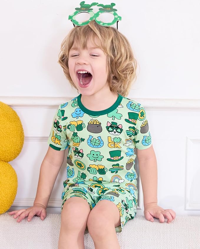 babee Reshinee Bamboo Viscose Toddler Boys Pajamas Set, Short Sleeve Kids - Image 7