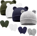 Newborn Baby Hat and Mittens Set Bear Ears Toddler Infant Beanie Caps Newborn by AQOKKA