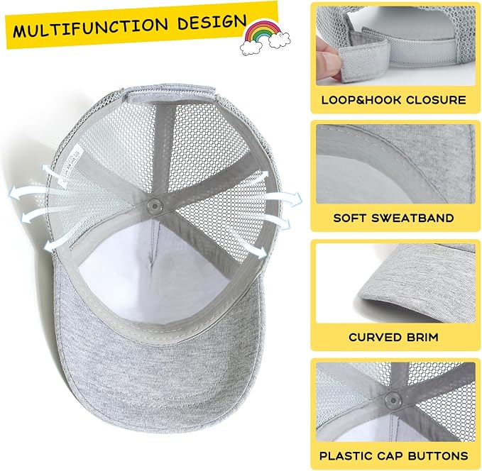 Mesh Toddler Baseball Cap, Adjustable Breathable Sun Hat - Image 3