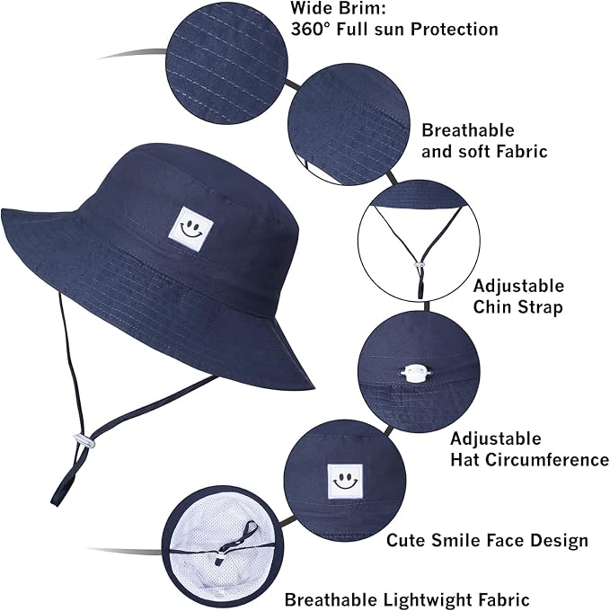 Baby Sun Hat Smile Face UPF 50+ Toddler Bucket Hat - Image 6