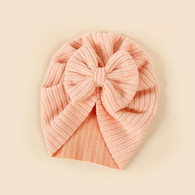 Baby Girls Hair Bow Turban Hat 6PCS Set, Top Bowknot Head Wrap Beanie India Caps - Image 6