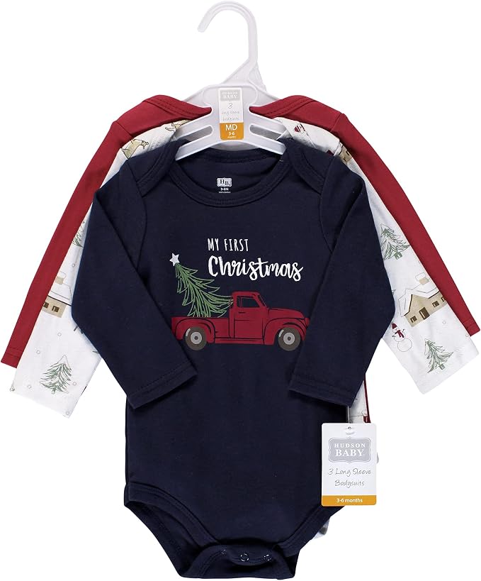 Hudson Baby baby-boys Cotton Long-sleeve Bodysuits 3-pack - Image 2