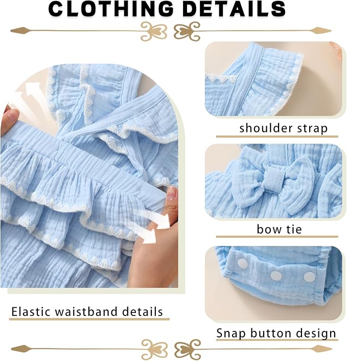 Baby Girl Summer Clothes Infant Girls Romper Dress | Ruffle Sleeve, Cotton Linen - Image 4
