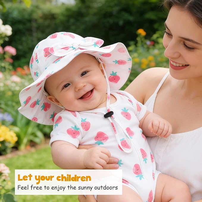 Baby Girl Sun Hat with UPF 50+ Outdoor Adjustable Beach Hat with Wide Brim - Image 3