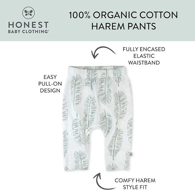 HonestBaby Unisex-Baby Multipack Harem Pants Roomy Fit Pull on Bottoms 100% - Image 2