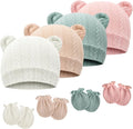 Newborn Baby Hat and Mittens Set Bear Ears Toddler Infant Beanie Caps Newborn by AQOKKA