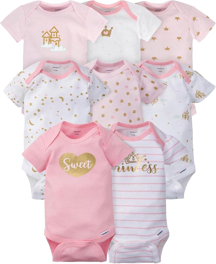 Gerber Baby Girls' 8-pack Short Sleeve Onesies Bodysuits by Gerber