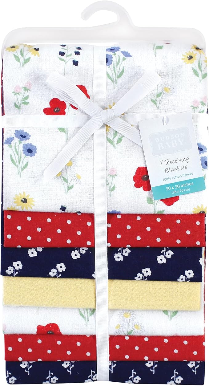Little Treasure Hudson Baby Cotton Poly Flannel Receiving Blankets Multipack - Image 2